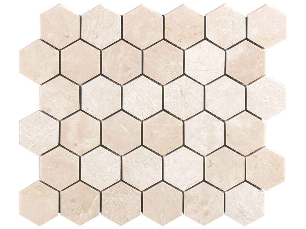 Crema Marfil Premium Marble Hexagon Mosaic - Polished | Travertine Store