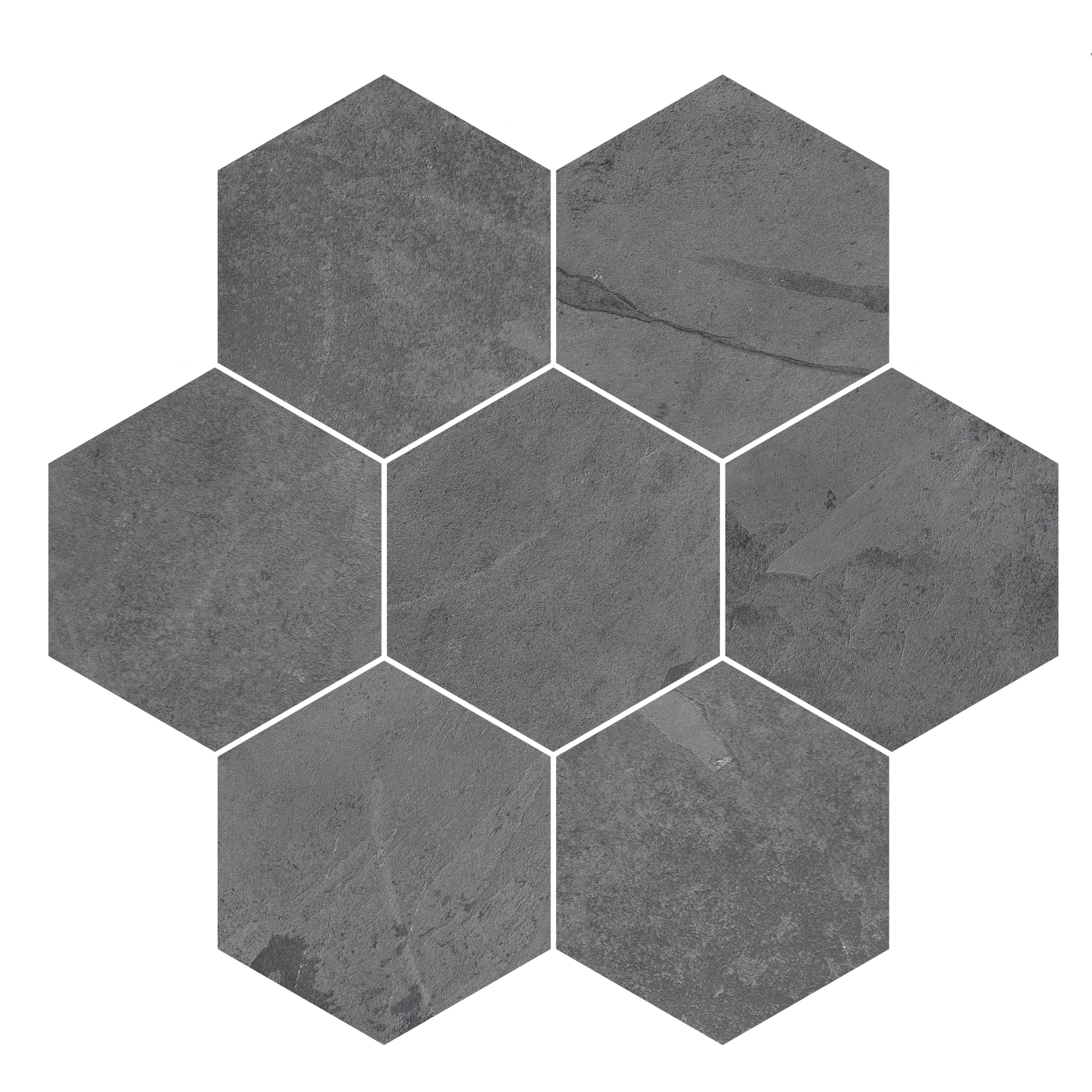 Brazilian Black Slate Calibrated Hexagon - Riven