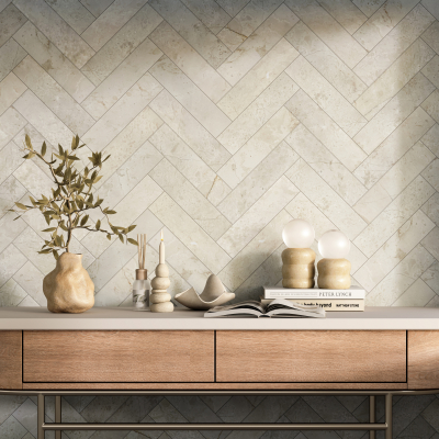 Arena Beige Marble Herringbone - Honed