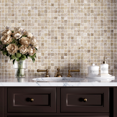 Noce Travertine Mosaic - Tumbled